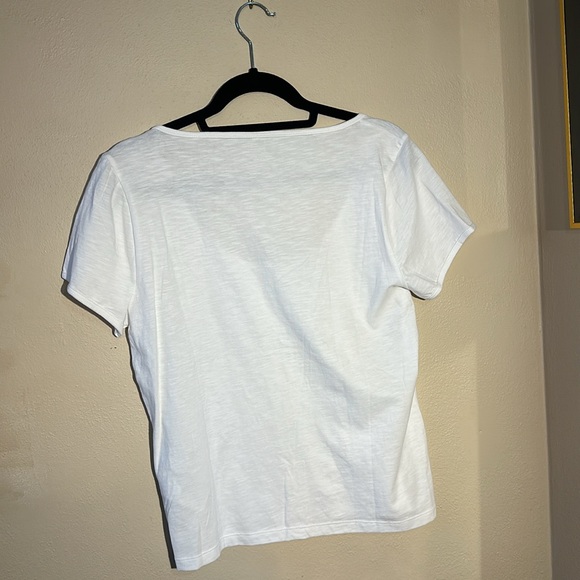 NWT J. Crew white cotton slub scoop neck short sleeved t-shirt size large crop - Picture 4 of 6